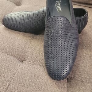 Perlini Men's Navy Perforated Loafers